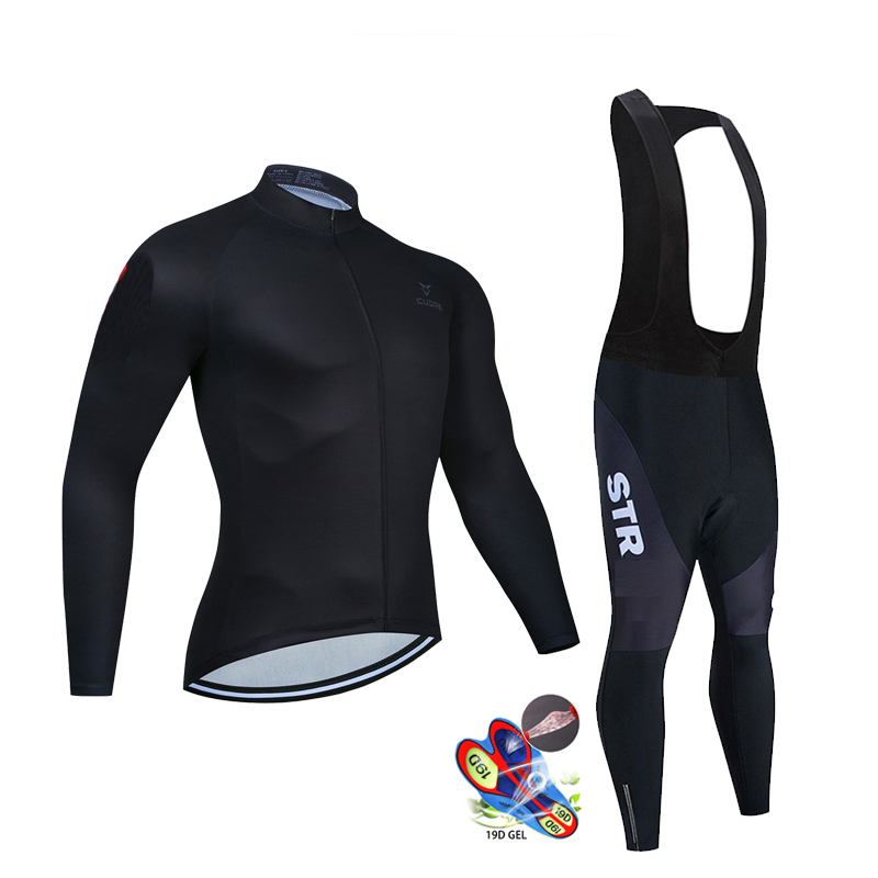 Junior Cycling Gear - Autumn Black Cycling Jersey Set Long