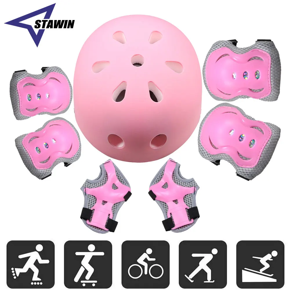 7Pcs/Set Kids Bike Helmet Skat - Cycling Gear Kids 评论和价格