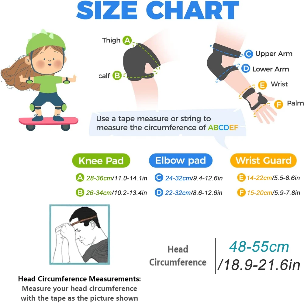 7Pcs/Set Kids Bike Helmet Skat - Cycling Gear Kids 评论和价格
